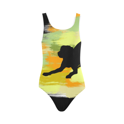 Dog Playing Please Painting Shape Vest One Piece Swimsuit (Model S04)