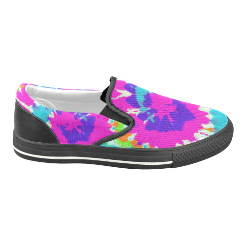 Power Spiral Batik pink blue purple orange Men's Unusual Slip-on Canvas Shoes (Model 019)