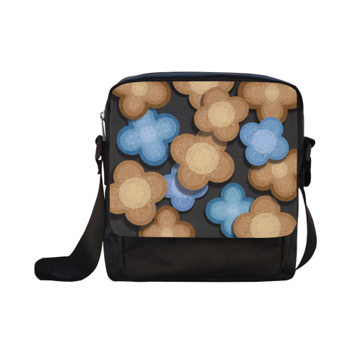 Brown and Blue Flowers Crossbody Nylon Bags (Model 1633)