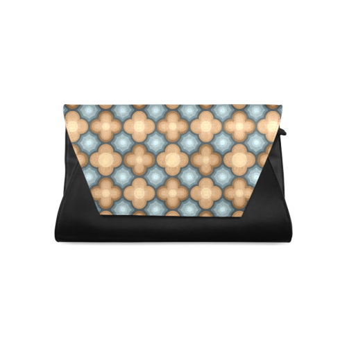 Brown, Blue Floral Pattern Clutch Bag (Model 1630)