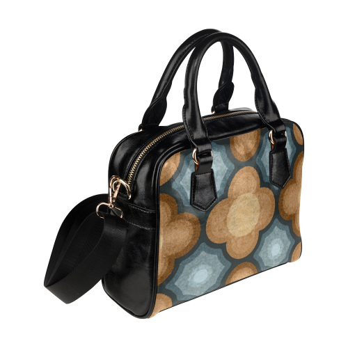 Brown and Blue Floral Pattern Shoulder Handbag (Model 1634)