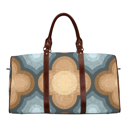 Brown and Blue Floral Pattern Waterproof Travel Bag/Small (Model 1639)