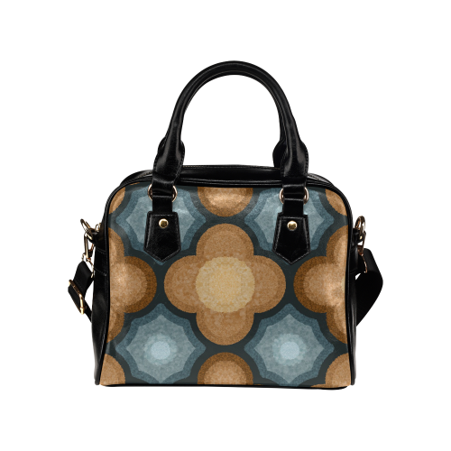 Brown and Blue Floral Pattern Shoulder Handbag (Model 1634)