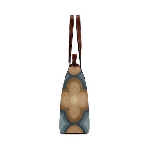 Brown and Blue Floral Pattern Shoulder Tote Bag (Model 1646)