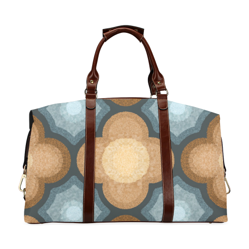 Brown and Blue Floral Pattern Classic Travel Bag (Model 1643)