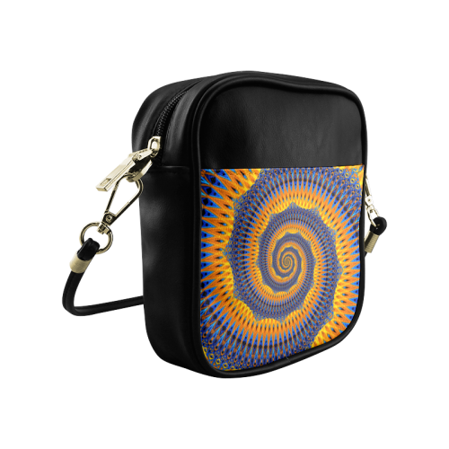 POWER SPIRAL POLYGON Orange Blue Sling Bag (Model 1627)