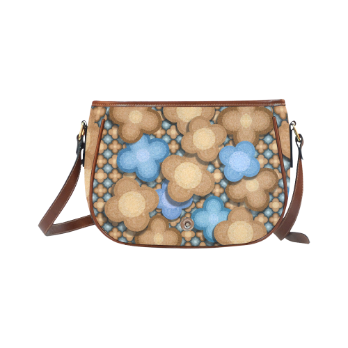 Brown and Blue Floral Saddle Bag/Small (Model 1649) Full Customization