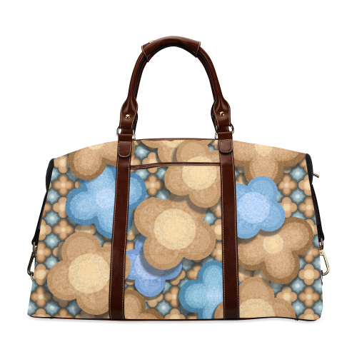 Brown and Blue Floral Classic Travel Bag (Model 1643)