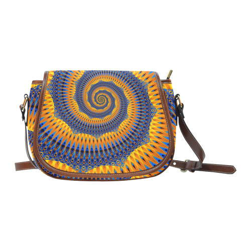 POWER SPIRAL POLYGON Orange Blue Saddle Bag/Small (Model 1649) Full Customization