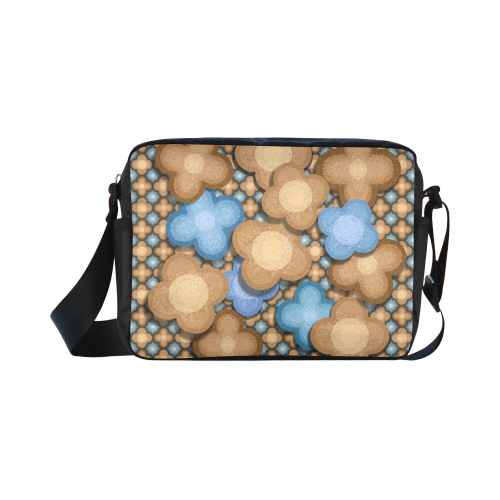 Brown and Blue Floral Classic Cross-body Nylon Bags (Model 1632)