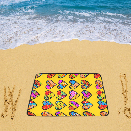 Many Popart Love by Nico Bielow Beach Mat 78"x 60"