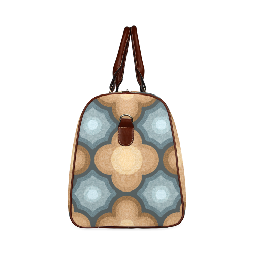 Brown and Blue Floral Pattern Waterproof Travel Bag/Small (Model 1639)