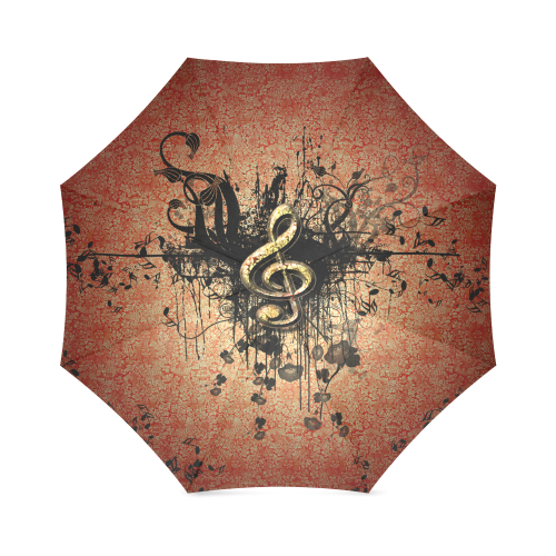 Decorative clef with floral elements and grunge Foldable Umbrella (Model U01)