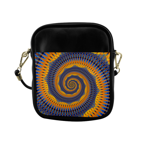POWER SPIRAL POLYGON Orange Blue Sling Bag (Model 1627)