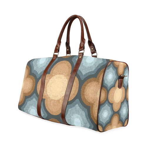 Brown and Blue Floral Pattern Waterproof Travel Bag/Small (Model 1639)