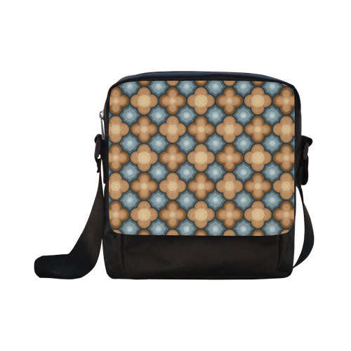 Brown, Blue Floral Pattern Crossbody Nylon Bags (Model 1633)