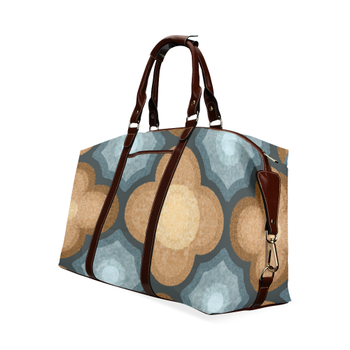 Brown and Blue Floral Pattern Classic Travel Bag (Model 1643)