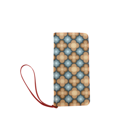 Brown, Blue Floral Pattern Women's Clutch Wallet (Model 1637)