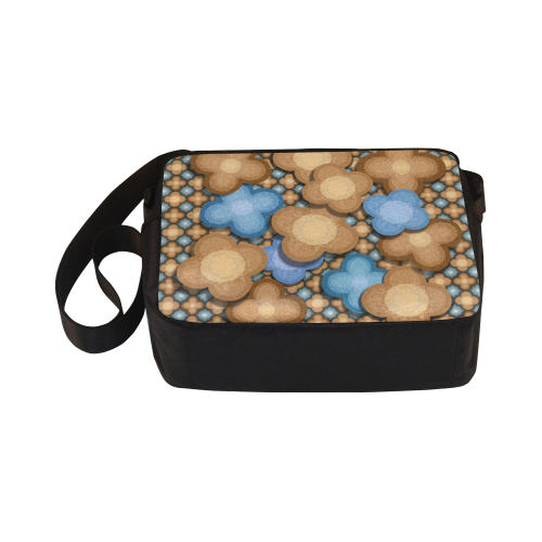 Brown and Blue Floral Classic Cross-body Nylon Bags (Model 1632)