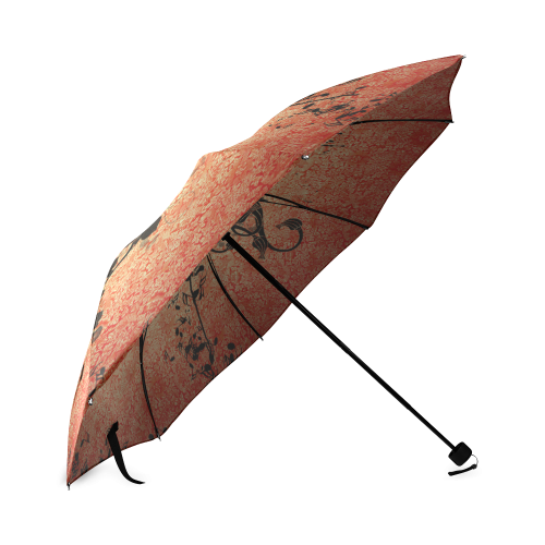 Decorative clef with floral elements and grunge Foldable Umbrella (Model U01)