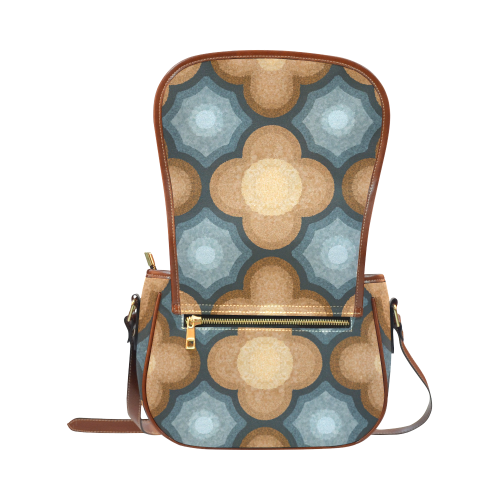 Brown and Blue Floral Pattern Saddle Bag/Small (Model 1649) Full Customization