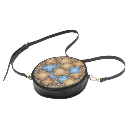 Brown and Blue Floral Round Sling Bag (Model 1647)