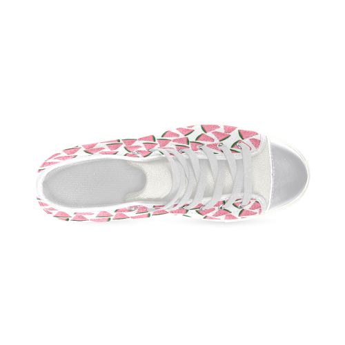 Fresh Fruity Pink Water Melon Summery  Pattern Women's Classic High Top Canvas Shoes (Model 017)