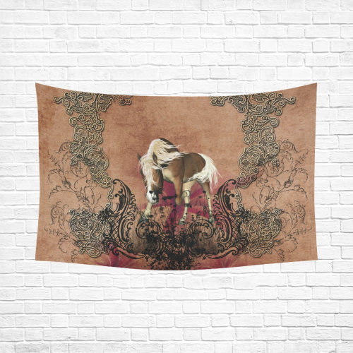 Amazing horse with flowers Cotton Linen Wall Tapestry 90"x 60"