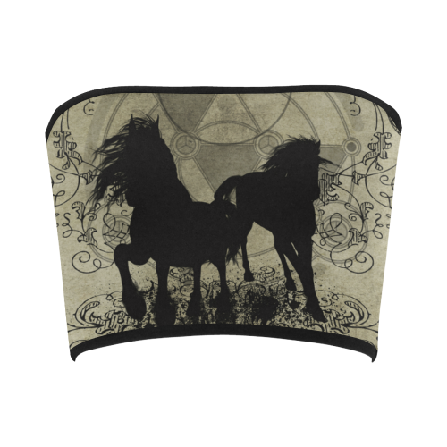 Beautiful horses, solhouette in black Bandeau Top