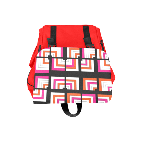 Pink Orange Popping Funky Modern Geometric Patterned Print Casual Shoulders Backpack (Model 1623)