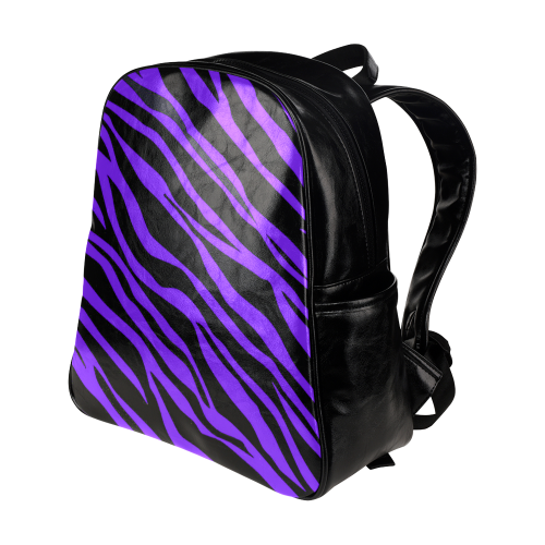 Deep Purple Zebra Stripes Multi-Pockets Backpack (Model 1636)