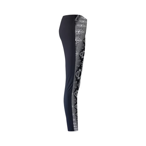 Kaleidoscope Fractal BORDER black white grey Cassandra Women's Leggings (Model L01)