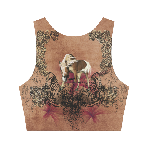 Amazing horse with flowers Women's Crop Top (Model T42)