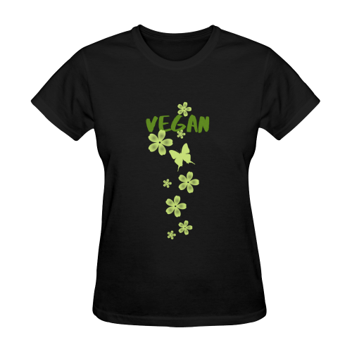 Vegan Butterfly Flowers Think Green Sunny Women's T-shirt (Model T05)