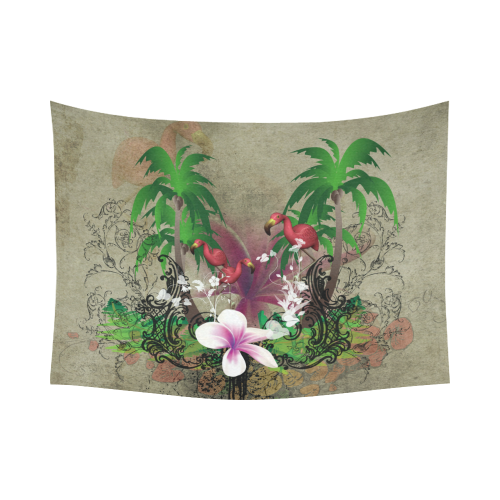 Wonderful tropical design with flamingos Cotton Linen Wall Tapestry 80"x 60"