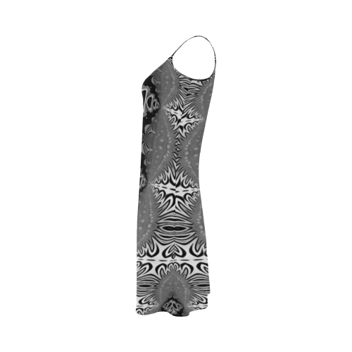 Kaleidoscope Fractal BORDER black white grey Alcestis Slip Dress (Model D05)