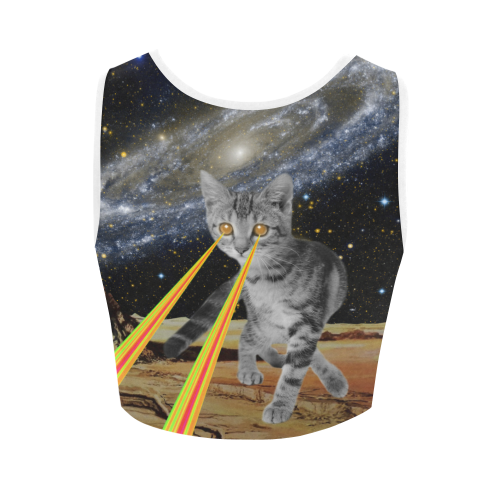 Space cat Women's Crop Top (Model T42)