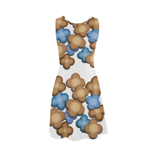 Brown and Blue Flowers Atalanta Sundress (Model D04)