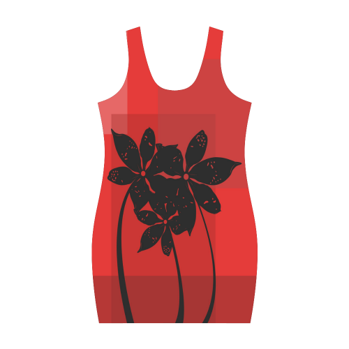 Black flowers Medea Vest Dress (Model D06)