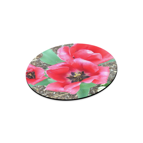 Red Tulips Round Mousepad
