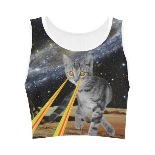 Space cat Women's Crop Top (Model T42)