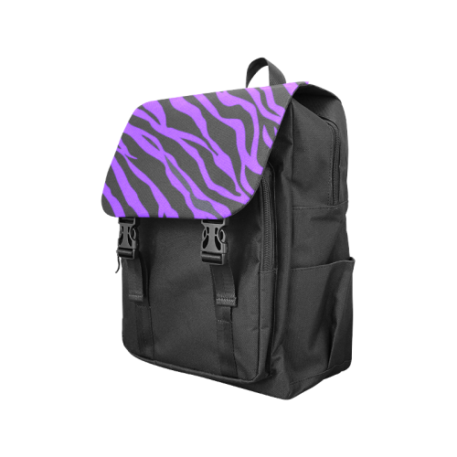 Deep Purple Zebra Stripes Casual Shoulders Backpack (Model 1623)