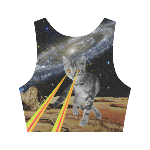 Space cat Women's Crop Top (Model T42)