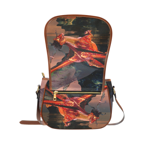 Awesome red flying dragon Saddle Bag/Small (Model 1649) Full Customization