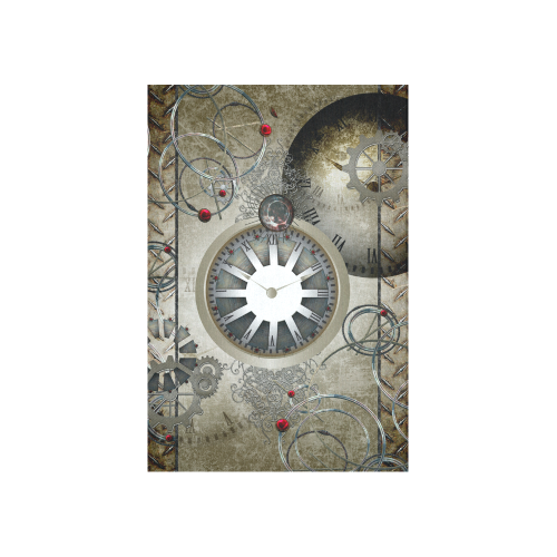 Steampunk, noble design, clocks and gears Cotton Linen Wall Tapestry 40"x 60"