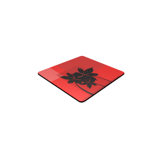 Black flowers Square Coaster