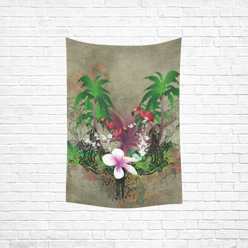 Wonderful tropical design with flamingos Cotton Linen Wall Tapestry 40"x 60"