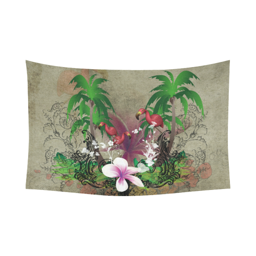 Wonderful tropical design with flamingos Cotton Linen Wall Tapestry 90"x 60"