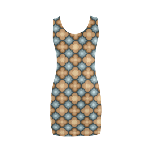 Brown and Blue Pattern Medea Vest Dress (Model D06)