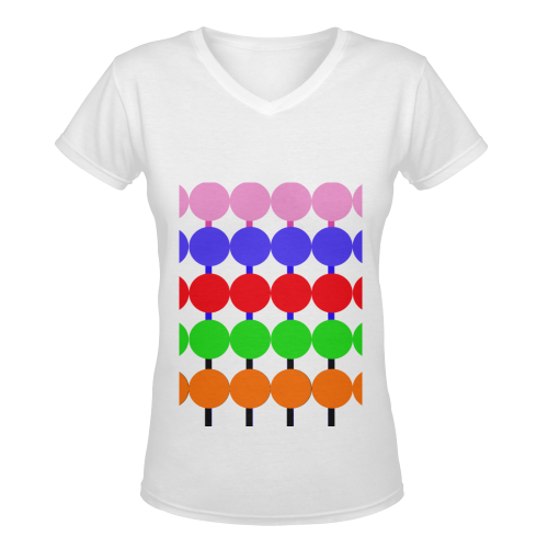 Lollipop Pattern Design Women's Deep V-neck T-shirt (Model T19)